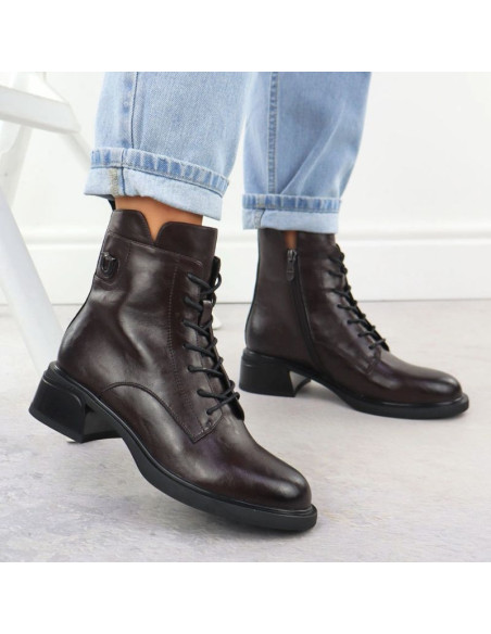Skórzane botki damskie workery brązowe filippo dbt7369