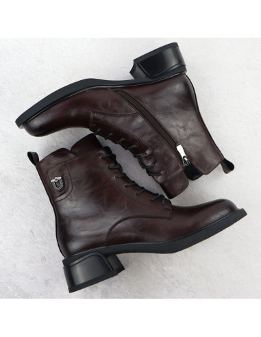 Skórzane botki damskie workery brązowe filippo dbt7369