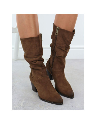 Kozaki zamszowe brązowe vinceza 26-58597