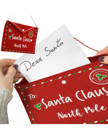 Koperta świąteczna list do świętego mikołaja filcowa 38x30cm santa claus
