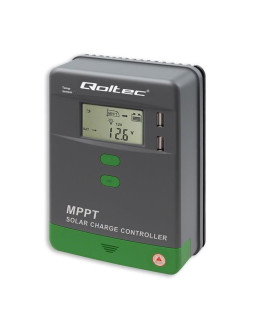 Qoltec solarny regulator ładowania mppt z czujnikiem temperatury 20a |12v / 24v | lcd | 2 x usb | gel | lifepo4