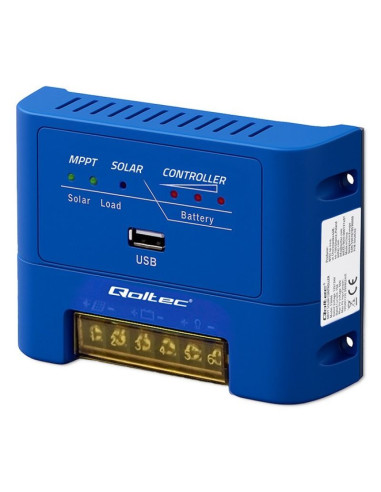 Qoltec regulator ładowania mppt 15a do zasilania odbiorników dc i ładowania akumulatorów 12v/24v | lifepo4