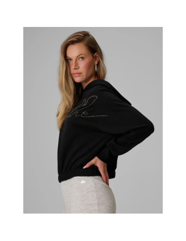 Bluza z kapturem, z aplikacją z dekoracyjnych jetów damska 4f 4fwaw26tswsf2670-20s