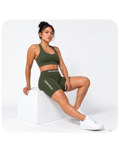 Spodenki kompresyjne damskie krótkie army green combatwear | dbx bushido