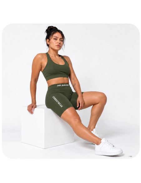 Spodenki kompresyjne damskie krótkie army green combatwear | dbx bushido