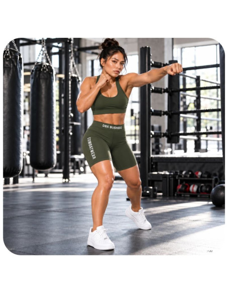 Spodenki kompresyjne damskie krótkie army green combatwear | dbx bushido