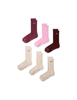 Skarpety nike everyday elevated 6 par beżowe, bordowe, różowe hq8021 910