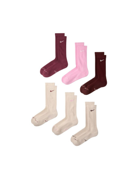 Skarpety nike everyday elevated 6 par beżowe, bordowe, różowe hq8021 910