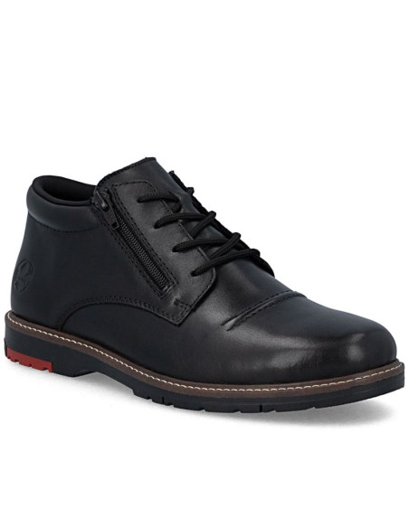 Skórzane trzewiki męskie komfortowe ocieplane czarne rieker 10504-00