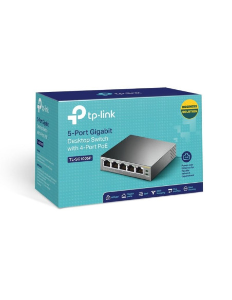 Tp-link tl-sg1005p nie zarządzany gigabit ethernet (10/100/1000) obsługa poe czarny