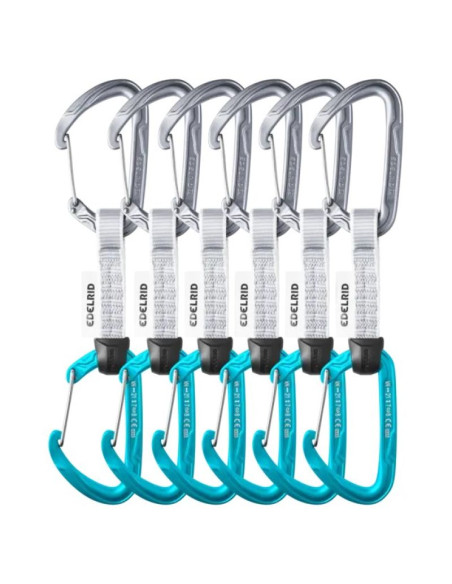Edelrid 737930106020 karabińczyk do wspinaczki zapięcie z blokadą w kształcie litery d niebieski, srebrny 6 szt.