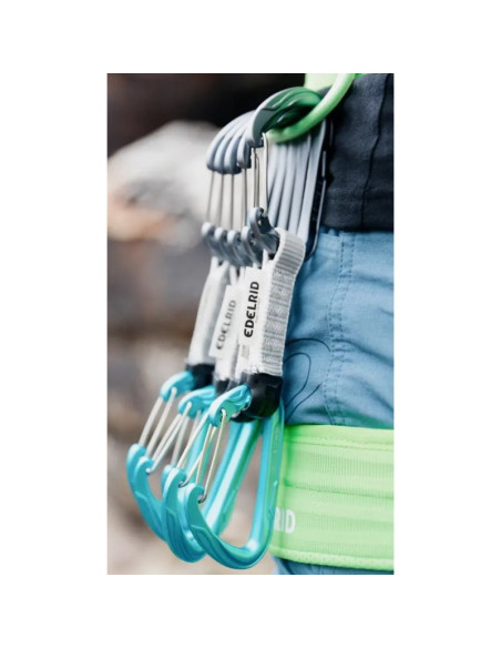 Edelrid 737930106020 karabińczyk do wspinaczki zapięcie z blokadą w kształcie litery d niebieski, srebrny 6 szt.