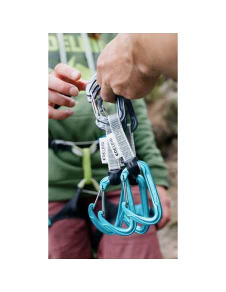 Edelrid 737930106020 karabińczyk do wspinaczki zapięcie z blokadą w kształcie litery d niebieski, srebrny 6 szt.