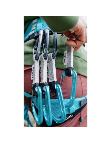 Edelrid 737930106020 karabińczyk do wspinaczki zapięcie z blokadą w kształcie litery d niebieski, srebrny 6 szt.