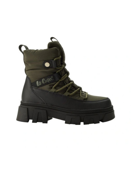 Lee cooper buty zimowe damskie khaki ocieplane botki na zamek