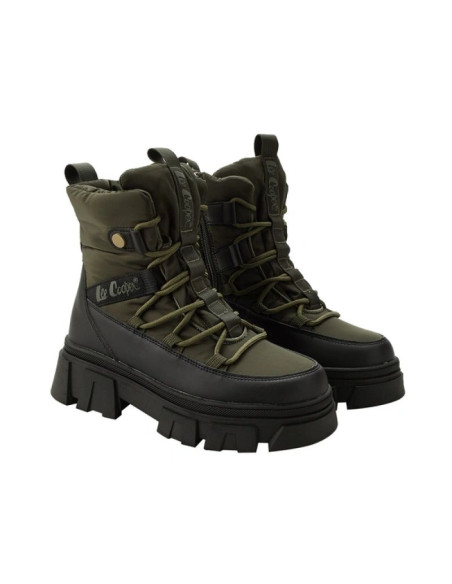 Lee cooper buty zimowe damskie khaki ocieplane botki na zamek