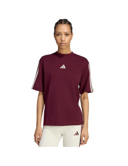 Koszulka damska adidas essentials 3-stripes boyfriend bordowa kx0793
