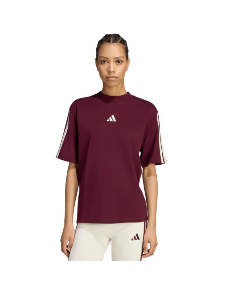 Koszulka damska adidas essentials 3-stripes boyfriend bordowa kx0793