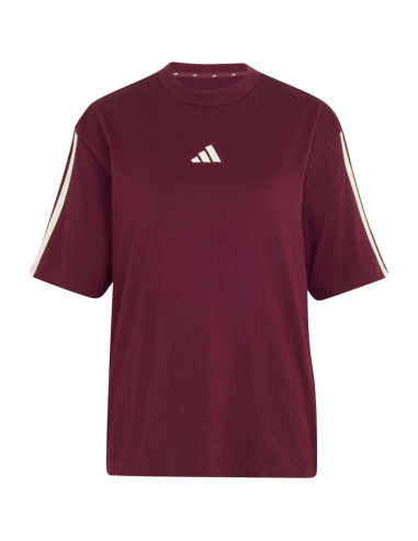 Koszulka damska adidas essentials 3-stripes boyfriend bordowa kx0793