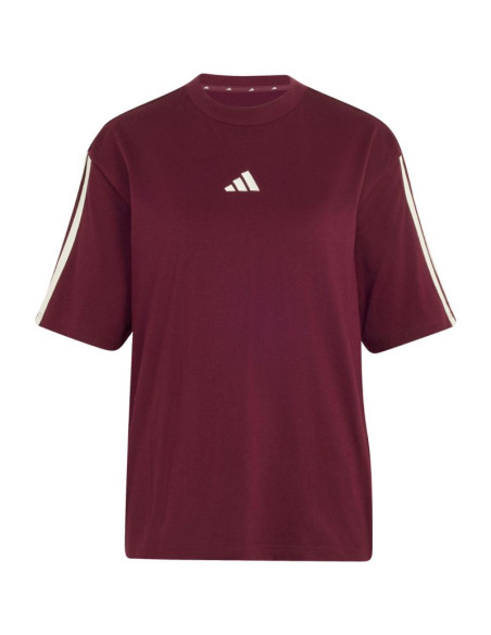 Koszulka damska adidas essentials 3-stripes boyfriend bordowa kx0793