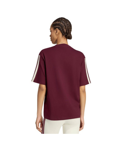 Koszulka damska adidas essentials 3-stripes boyfriend bordowa kx0793