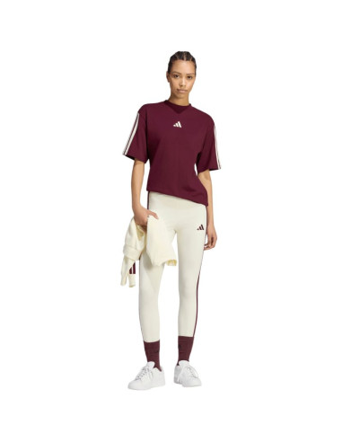 Koszulka damska adidas essentials 3-stripes boyfriend bordowa kx0793