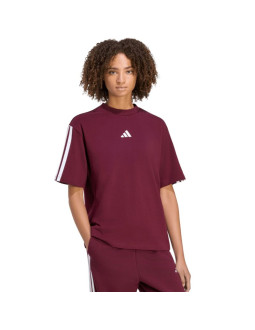 Koszulka damska adidas essentials 3-stripes boyfriend bordowa kf6287