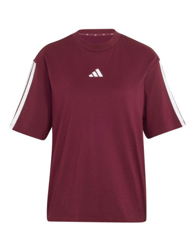 Koszulka damska adidas essentials 3-stripes boyfriend bordowa kf6287