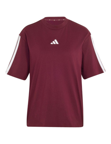 Koszulka damska adidas essentials 3-stripes boyfriend bordowa kf6287