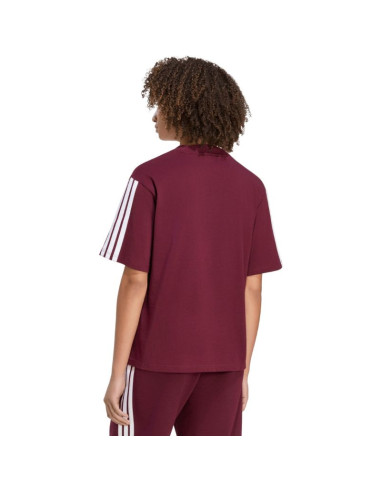 Koszulka damska adidas essentials 3-stripes boyfriend bordowa kf6287
