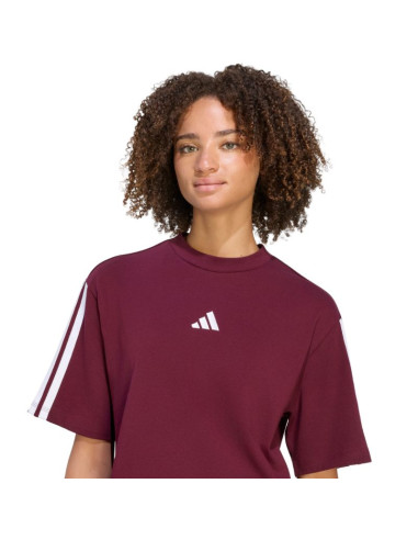 Koszulka damska adidas essentials 3-stripes boyfriend bordowa kf6287