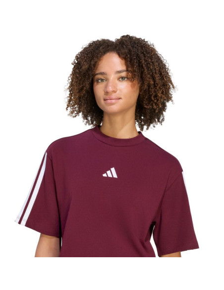 Koszulka damska adidas essentials 3-stripes boyfriend bordowa kf6287