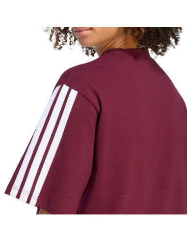 Koszulka damska adidas essentials 3-stripes boyfriend bordowa kf6287