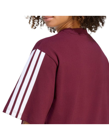 Koszulka damska adidas essentials 3-stripes boyfriend bordowa kf6287
