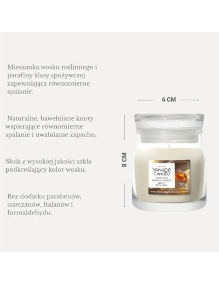 Świeca mała amber & sandalwood yankee
