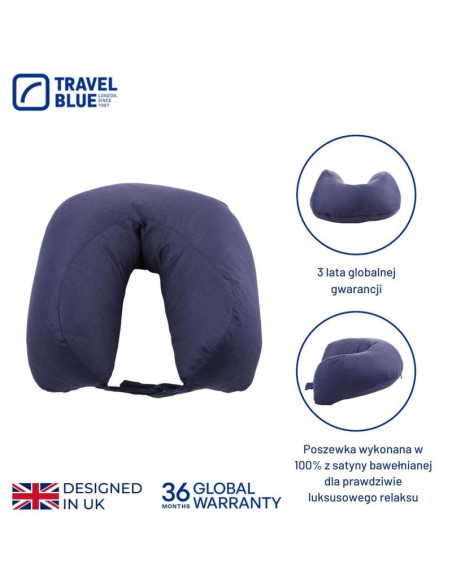 Travel blue poduszka typu rogal z naturalnego gęsiego pierza