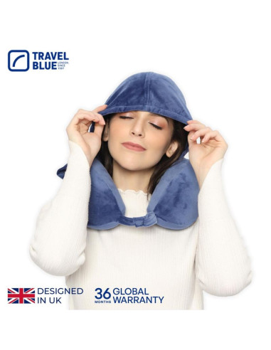 Travel blue poduszka z pianki memory tranquility hoddie z kapturem