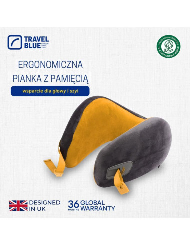 Travel blue poduszka z pianki memory cloud wysoka