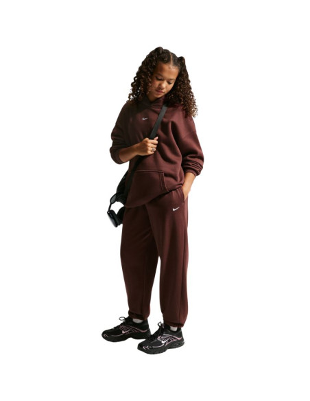 Spodnie dla dzieci nike sportswear studio fleece brązowe im4905 658