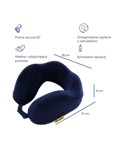 Travel blue poduszka z pianki memory tranquility navy
