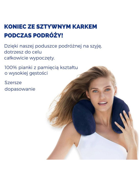 Travel blue poduszka z pianki memory tranquility navy