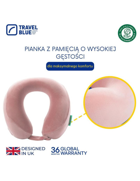 Travel blue poduszka z pianki memory tranquility różowa