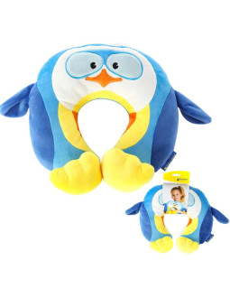 Travel blue poduszka podróżna dziecęca pingwinek puffy