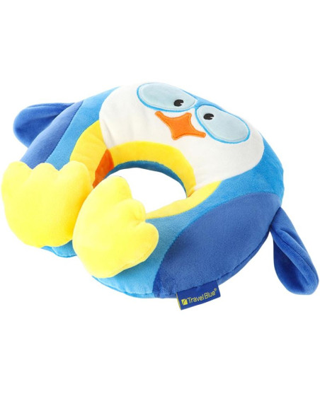 Travel blue poduszka podróżna dziecęca pingwinek puffy