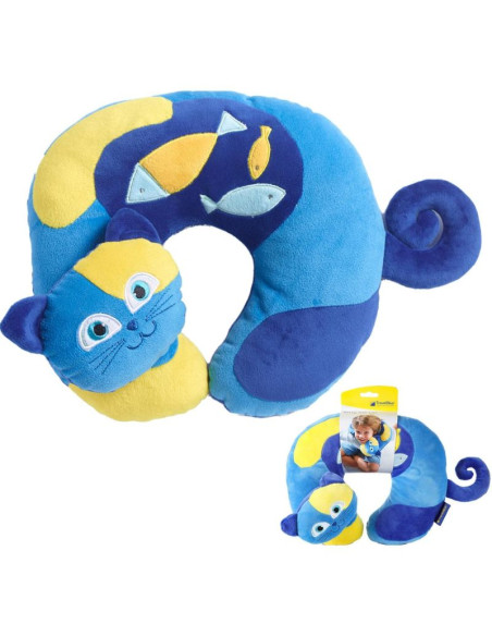Travel blue poduszka podróżna dziecęca kotek sleepy