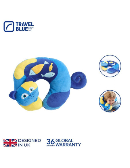 Travel blue poduszka podróżna dziecęca kotek sleepy