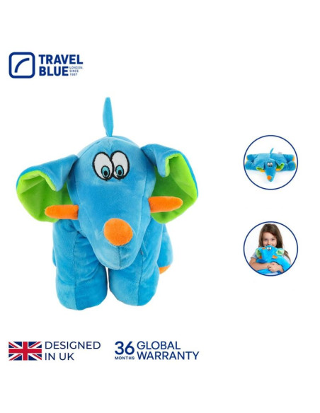 Travel blue poduszka podróżna dziecęca slonik trunky
