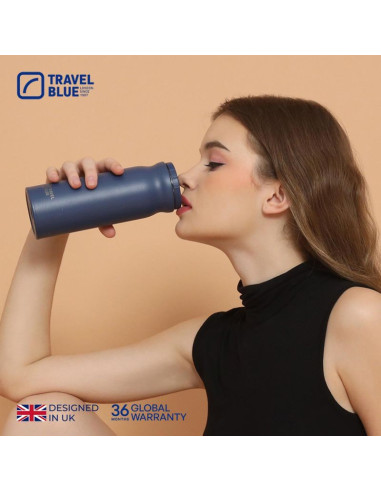 Travel blue butelka termiczna navy