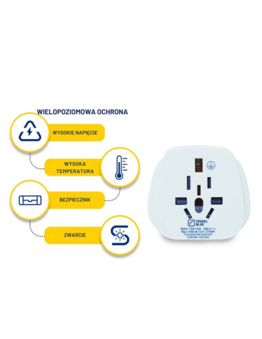 Travel blue przejściówka adapter uniwersalna świat -  shucko 2szt