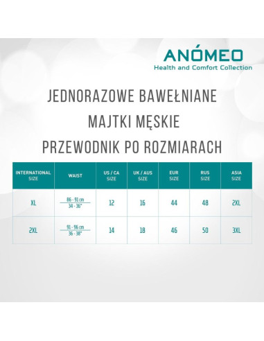 Bielizna jednorazowa męska anomeo (bawełniana) xxl - 6szt